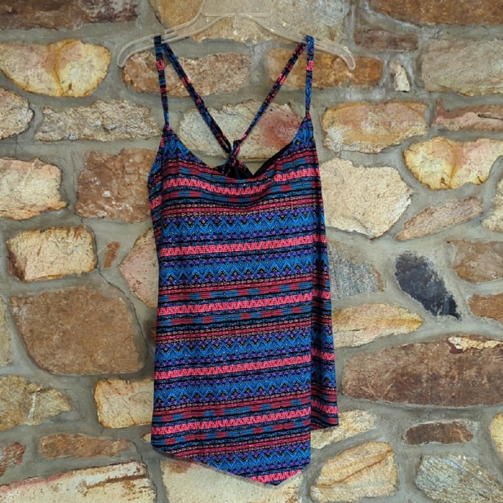 Dreamsuit Colorful Strappy Aztec Print Tankini Top